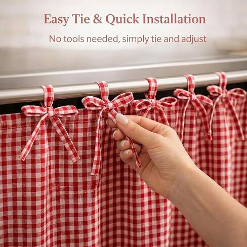 LOSOZO Handmade Farmhouse Oven Skirt for Kitchen Decor, Oven Curtain Tie Top Decorative Cabinet Dish Washer,Appliance Curtain with Ruffled Trim & Ribbon Ties,Effortless Install (Heart Red) in Kuwait