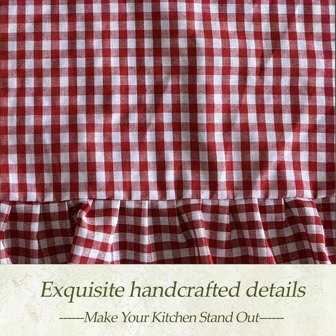 LOSOZO Handmade Farmhouse Oven Skirt for Kitchen Decor, Oven Curtain Tie Top Decorative Cabinet Dish Washer,Appliance Curtain with Ruffled Trim & Ribbon Ties,Effortless Install (Heart Red) in Kuwait