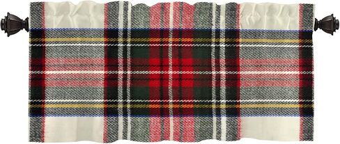Batmerry Scottish Tartan Valance Curtains,Green Wool Plaid Symmetric Square Fashion Window Treatment Kitchen Valances Multilayer Polyester Blackout for Living Room/Bathroom, 52x18 inches in Saudi Arabia
