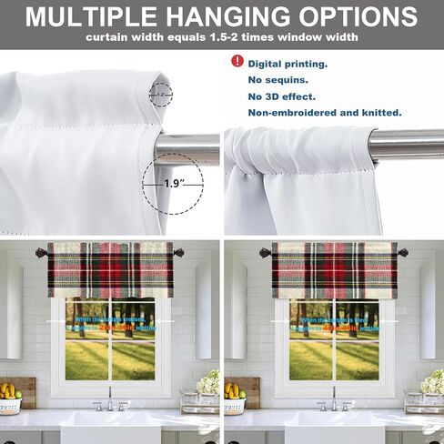 Batmerry Scottish Tartan Valance Curtains,Green Wool Plaid Symmetric Square Fashion Window Treatment Kitchen Valances Multilayer Polyester Blackout for Living Room/Bathroom, 52x18 inches in Saudi Arabia