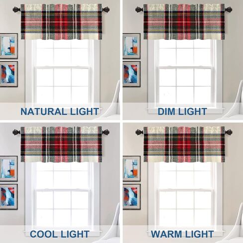 Batmerry Scottish Tartan Valance Curtains,Green Wool Plaid Symmetric Square Fashion Window Treatment Kitchen Valances Multilayer Polyester Blackout for Living Room/Bathroom, 52x18 inches in Saudi Arabia