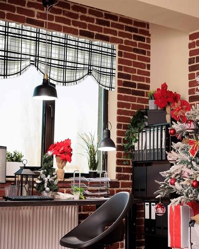 DecorLovee Sage Green Black Plaid Tie Up Valances for Windows, Kitchen Curtains Valance, Farmhouse Green Black Checkered Rod Pocket Window Treatment Tiers Curtains for Living Room/Bedroom 42"x18" in Saudi Arabia