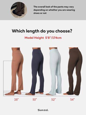 Sunzel Mini Flared Leggings for Women High Waist Tummy Control Casual Flare Yoga Pants for Yoga Workout Gym 30" Black Small in Kuwait