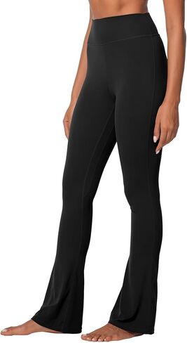 Sunzel Mini Flared Leggings for Women High Waist Tummy Control Casual Flare Yoga Pants for Yoga Workout Gym 30" Black Small in Kuwait