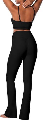 Sunzel Mini Flared Leggings for Women High Waist Tummy Control Casual Flare Yoga Pants for Yoga Workout Gym 30" Black Small in Kuwait