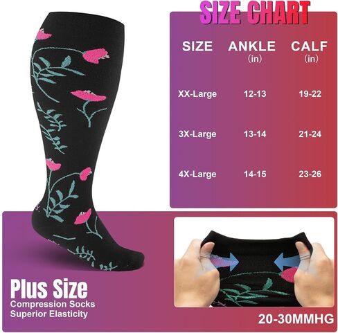 Cerpite Plus Size Compression Socks 20-30 mmHg for Women & Men, Extra Wide Calf Compression Socks, Cushioned Breathable Support for Nurses, Travel, Running & Long Standing in Kuwait