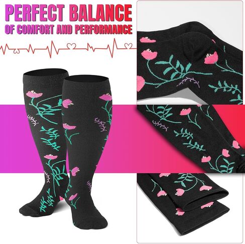 Cerpite Plus Size Compression Socks 20-30 mmHg for Women & Men, Extra Wide Calf Compression Socks, Cushioned Breathable Support for Nurses, Travel, Running & Long Standing in Kuwait