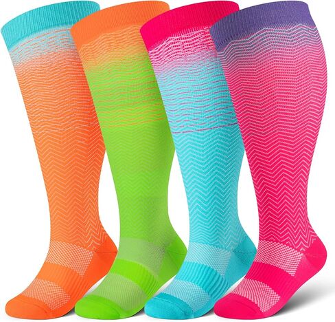 Cerpite Plus Size Compression Socks 20-30 mmHg for Women & Men, Extra Wide Calf Compression Socks, Cushioned Breathable Support for Nurses, Travel, Running & Long Standing in Kuwait