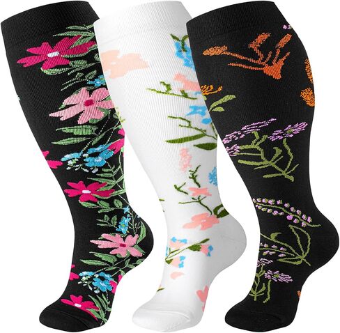 Cerpite Plus Size Compression Socks 20-30 mmHg for Women & Men, Extra Wide Calf Compression Socks, Cushioned Breathable Support for Nurses, Travel, Running & Long Standing in Kuwait