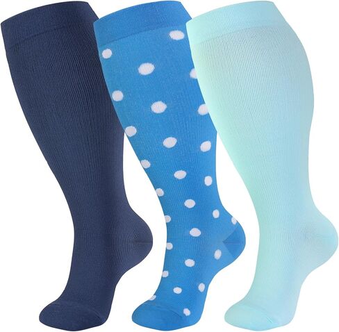 Cerpite Plus Size Compression Socks 20-30 mmHg for Women & Men, Extra Wide Calf Compression Socks, Cushioned Breathable Support for Nurses, Travel, Running & Long Standing in Kuwait
