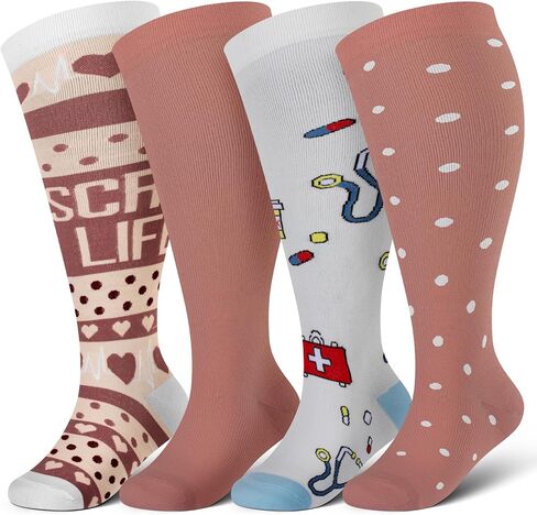 Cerpite Plus Size Compression Socks 20-30 mmHg for Women & Men, Extra Wide Calf Compression Socks, Cushioned Breathable Support for Nurses, Travel, Running & Long Standing in Kuwait