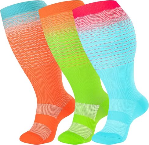 Cerpite Plus Size Compression Socks 20-30 mmHg for Women & Men, Extra Wide Calf Compression Socks, Cushioned Breathable Support for Nurses, Travel, Running & Long Standing in Kuwait