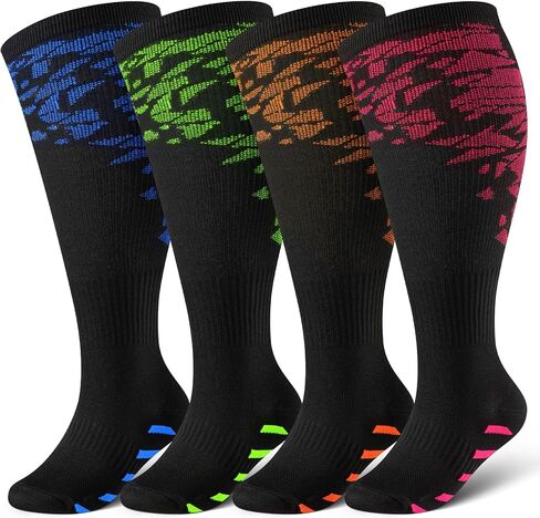 Cerpite Plus Size Compression Socks 20-30 mmHg for Women & Men, Extra Wide Calf Compression Socks, Cushioned Breathable Support for Nurses, Travel, Running & Long Standing in Kuwait