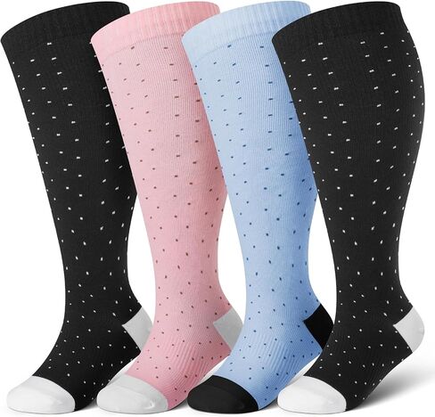 Cerpite Plus Size Compression Socks 20-30 mmHg for Women & Men, Extra Wide Calf Compression Socks, Cushioned Breathable Support for Nurses, Travel, Running & Long Standing in Kuwait