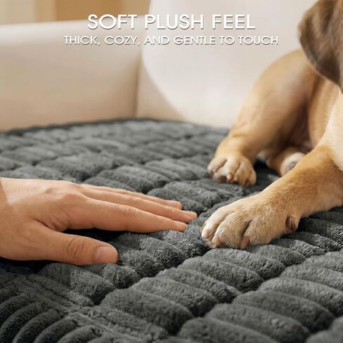 Couch Cover for Dogs, Non Slip Washable Sofa Protector for Pets, Thick Flannel Furniture Cover, Pet Friendly Couch Seat Cover for Sectional Sofa & Loveseat, Dark Grey, 27.6" x 70.9" in Kuwait