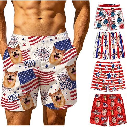 Custom Faces Swim Trunks, Personalized Beach Shorts with Photos, Funny Board Shorts Gift for Men Boyfriend Husband in Saudi Arabia