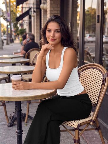 Trendy Queen Women's Square Neck Tank Tops-Soft and Comfort Fabric Summer Basic Clothing in Kuwait