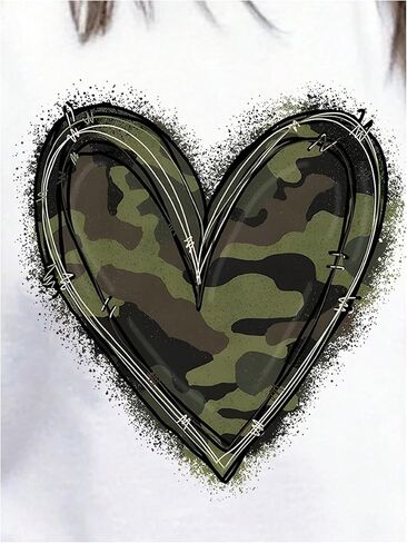 OYOANGLE Women's Camo Heart Print Going Out Top Sleeveless Tank Top Crewneck Casual Shirt in Kuwait