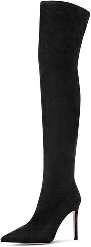Women's Over the Knee Boots Suede High Heel Thigh High Boots Pointed Toe Long Stretch Sexy Fall Elastic Boots in Saudi Arabia
