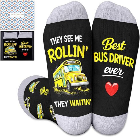 School Bus Driver Appreciation Socks Thank You School Bus Driver Appreciation Gifts for Men Women End of Schools Year Gift Back to Schools Retirement Birthday Gift Basket Thanksgiving Day Christmas in Kuwait