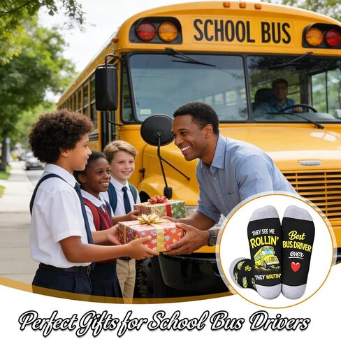 School Bus Driver Appreciation Socks Thank You School Bus Driver Appreciation Gifts for Men Women End of Schools Year Gift Back to Schools Retirement Birthday Gift Basket Thanksgiving Day Christmas in Kuwait