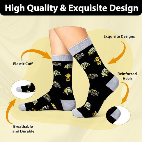 School Bus Driver Appreciation Socks Thank You School Bus Driver Appreciation Gifts for Men Women End of Schools Year Gift Back to Schools Retirement Birthday Gift Basket Thanksgiving Day Christmas in Kuwait