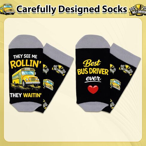 School Bus Driver Appreciation Socks Thank You School Bus Driver Appreciation Gifts for Men Women End of Schools Year Gift Back to Schools Retirement Birthday Gift Basket Thanksgiving Day Christmas in Kuwait