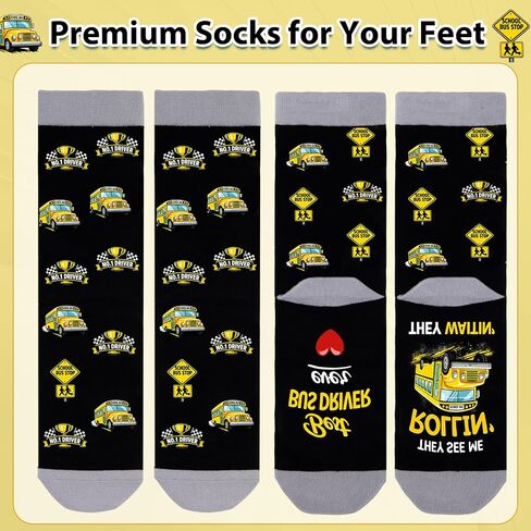 School Bus Driver Appreciation Socks Thank You School Bus Driver Appreciation Gifts for Men Women End of Schools Year Gift Back to Schools Retirement Birthday Gift Basket Thanksgiving Day Christmas in Kuwait