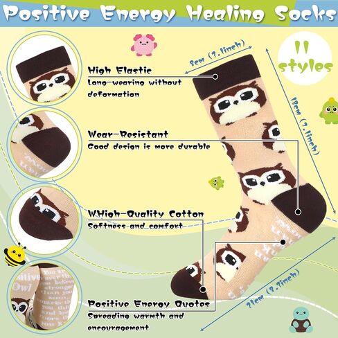 Shihanee 11 Pairs Novelty Funny Socks for Women Men Positive Animal Pickle Potato Bee Chicken Duck Owl Cotton Crew Socks Bulk Cute Novelty Gifts for Teens Coworkers Friends in Kuwait