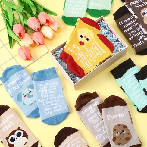 Shihanee 11 Pairs Novelty Funny Socks for Women Men Positive Animal Pickle Potato Bee Chicken Duck Owl Cotton Crew Socks Bulk Cute Novelty Gifts for Teens Coworkers Friends in Kuwait
