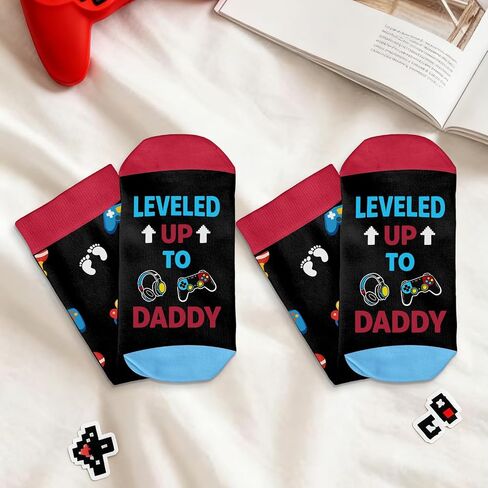 Promoted to Dad Socks for Men Husband, First Fathers Day New Dad Gifts for First Time Daddy from Wife, Expecting Daddy Gifts for Birthday, Gender Reveal Gifts for Gaming Dads Parents to be in Kuwait