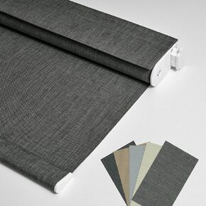 No Drill No Tools Blackout Roller Shades Cordless Easy Install Roller Blinds Thermal Insulated Windows Shades for Indoor Windows, Blackout Hemp Spinning, 28" W x Custom Height in Saudi Arabia