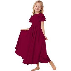Junior Bridesmaid Dress Chiffon Flower Girl Dresses Short Ruffles Sleeve Party Pageant Communion Dress for Girls in Saudi Arabia