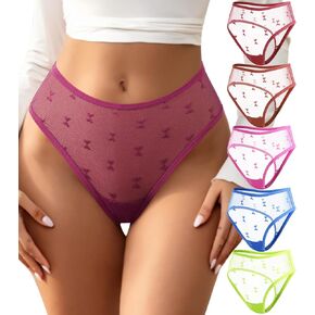 J-pone Thongs for Women Lace High Waisted T Back Panties No show Hollow Out Underwear Sexy Breathable Thong 5 Pack in Saudi Arabia