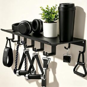 Dafftos Floating Shelf Compatible with Tonal Accessories Home Gym Storage Rack Wall Mount Resistance Band Organizer Workout Metal Holder Hook T-Bracket Lock Adapters Hanger Fitness Equipment (Black) in Saudi Arabia