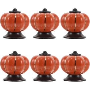 CALLARON Ceramic Drawer Knobs Pumpkin Door Handles Set of 6 Orange Porcelain Cabinet Pulls for Room Dresser Shoe Cabinet Bookcase Hardware Home Decor in Kuwait
