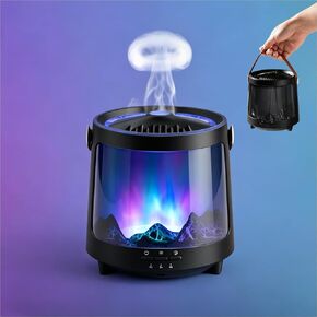 Essential Oil Diffuser, Jellyfish Aroma Diffuser Portable Aurora Flame Diffuser, 300ml Ultrasonic Cold Mist Humidifier, wimer and Auto-Off Function, Suitable for Home and Room (Black) in Saudi Arabia