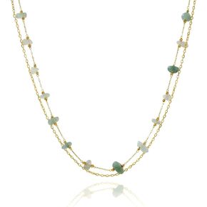 Harlermoon Natural Stone Layered Necklace for Women - 18K Gold Plated Stainless Steel Dainty Beaded Choker, Waterproof Tarnish Resistant Boho Summer Beach Jewelry Gift Box in Saudi Arabia