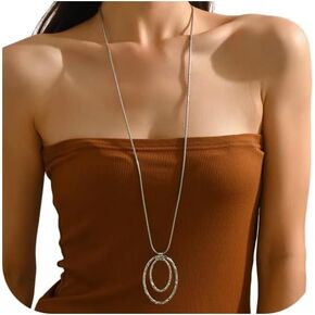 QiaTsed Pendant Necklace for Women Chunky Gold Ncklace Large Statement Necklaces Dainty Long Circle Necklaces Ideal Jewelry Gift for Women in Saudi Arabia