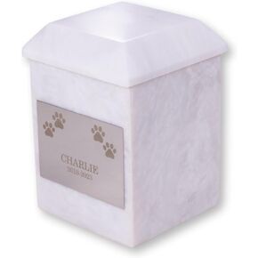 Bey-Berk Deering Moments Personalized Genuine White Marble Urn for Pet or Human Ashes, Luxurious Marble Urn, Holds up to 60lb Pre Cremation Weight in Saudi Arabia