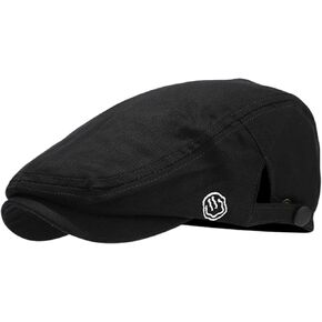 Men's Cotton Flat Cap Newsboy Beret, Adjustable Ivy Gatsby Forward Hat, Navy Blue, Black, Gray, Retro Style in Kuwait