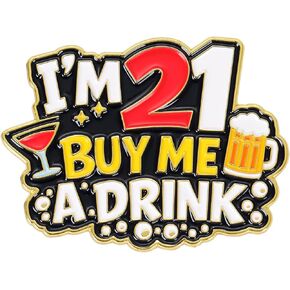 21st Birthday Pin for Women Men, I’m 21 Buy Me A Drink Enamel Pin Badge, Funny 21st Birthday Button, Birthday Party Accessories for Him Her, Bar Crawl Gift in Saudi Arabia