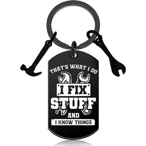 Mechanic Gifts for Men Gifts for Father's Day from Daughter Son Dad Stuff Fathers Day Gift for Dad Best Dad Ever Gifts Dad Keychain I Fix Stuff And I Know Things Dad Keychain Cool Stuff for Dad Mens in Saudi Arabia