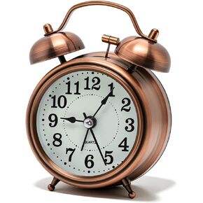 Loud Alarm Clock for Heavy Sleeper, Twin Bell Retro 3'' Silent Non-Ticking Mini Travel Quartz with Backlight, Luminous Dial, Battery Operated Mental Alarm Clock for Home Decoration Bedroom Bedside in Saudi Arabia