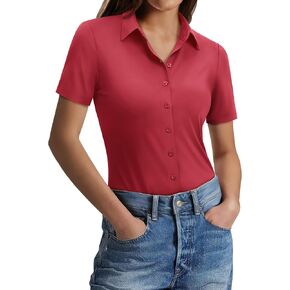 Gleeivy Button Down Shirts for Women Slim fit Short Sleeve Dress Shirts Stretch Work Wrinkle Free Office Blouses Tops in Saudi Arabia