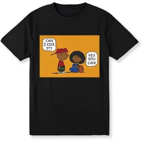 Can I Kick It? Yes You Can Peanuts Charlie Brown Lucy Football Meme T-Shirt, Funny Hip Hop Graphic Tee in Kuwait