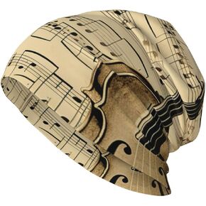 Beanie Hats for Men Women Soft Knit Cuffed Beanie Music Notes on Old Paper Skull Cap Headwear Ski Hat in Kuwait