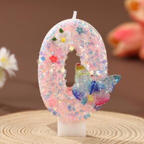 Glitter Number 5 Birthday Candle with Butterfly & Flower - Pink Sparkle Cake Topper for Women Girls - Fairy Fifth Birthday Decorations Princess Party Baby Shower in Saudi Arabia