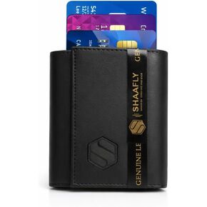 Real Leather Wallet for Men – Premium Mens Wallet, Bifold Men Wallet, Stylish Card Holder Wallet with RFID Protection, Gift Box - (Black) in Saudi Arabia