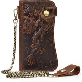 Motorcycle Chain Wallet for Men Tri-fold Long Biker Wallet with Heavy Duty Chain for Bikers Truckers Hunters in Saudi Arabia